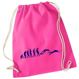 Evolution SCHWIMMEN ! Gymbag Rucksack Turnbeutel Tasche Backpack für Pausenhof, Schule, Sport, Urlaub