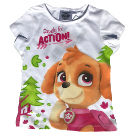 Paw Patrol Mädchen T-Shirt Ready for Action Weiss Gr. 3 4 5 6 ahre 98 104 110 116 cm Körpergrösse